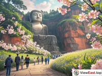 Leshan Buddha Amidst Spring Blossoms