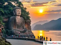 Leshan Buddha's Golden Glow at Dusk