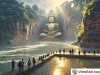 Dawn's Light on Leshan Giant Buddha, Devout Gaze