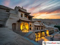 Dusk at Dunhuang Mogao Caves, Sacred and Mysterious
