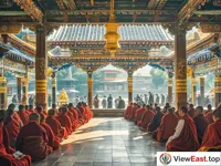 Tranquil Summer in the Scripture Hall of Ta'er Monastery