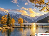 Golden Sunset on Tianchi's Shore