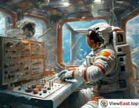 Astronaut Conducts Experiments in Space Station