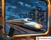 Night High-Speed Train Connecting City Lights
