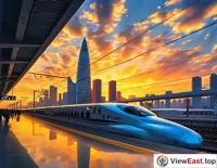 Harmony Departs City Skyline at Dawn