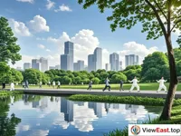 Morning Exercise in the Park Fresh Air and Healthy Living