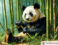 Giant Panda in the Bamboo Forest