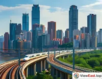 Urban Skyline and High-Speed Train