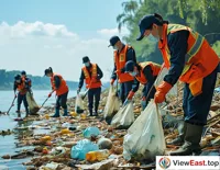 Volunteer Action Cleaning the Yangtze