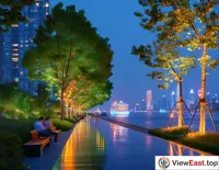 Evening Lights along the River Green Belt