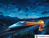 Night High-Speed Train Bridge of Connection